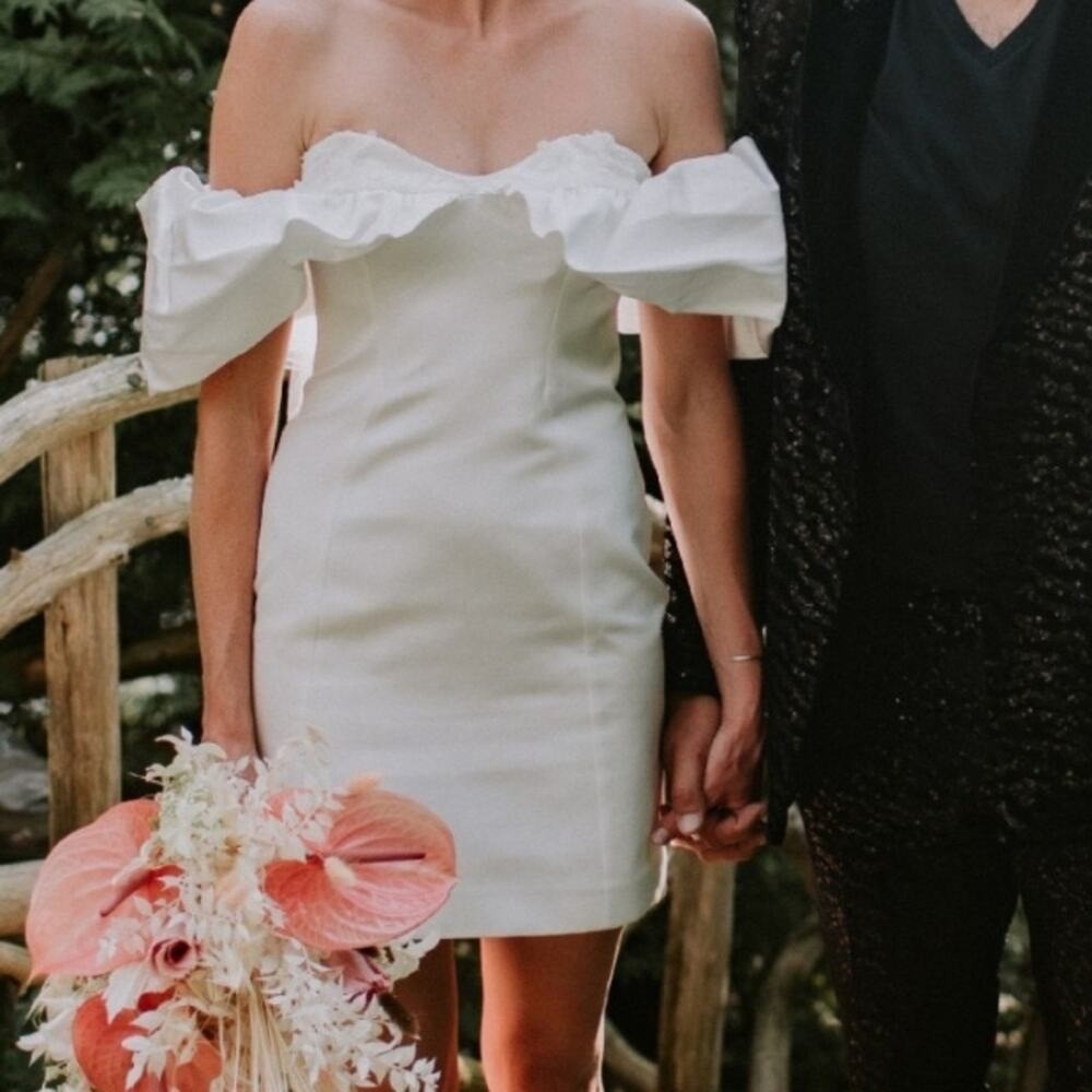 Rime Arodaky Cara Dress Ivory Off Shoulder Bridal Dress US 4 Reception Wedding